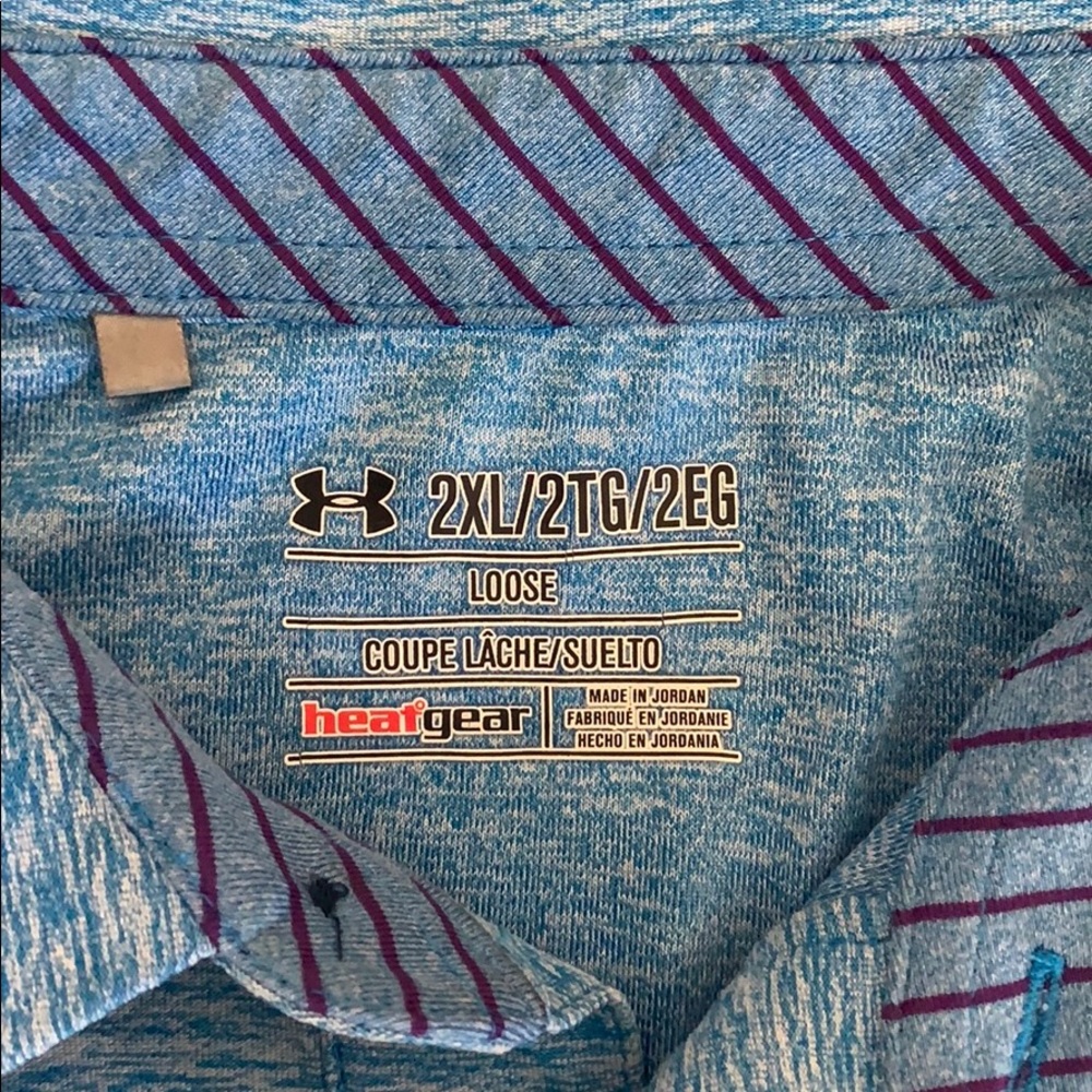 Under Armour Blue Heather Polo Shirt - Picture 2 of 4